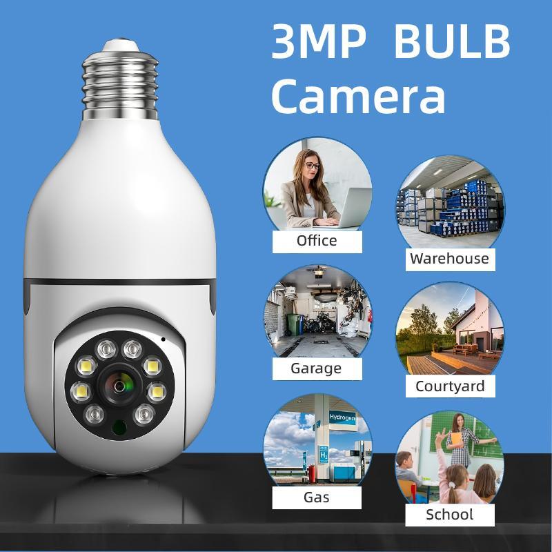 Wireless Light Bulb Security Camera, 5G&2.4GHz WiFi, 3MP HD, Infrared Night Vision, Pan Tilt, 2-Way Audio, Human Detection, Alexa Compatible, Micro SD, Time-Limited Offer, Christmas Gifts Halloween Gifts