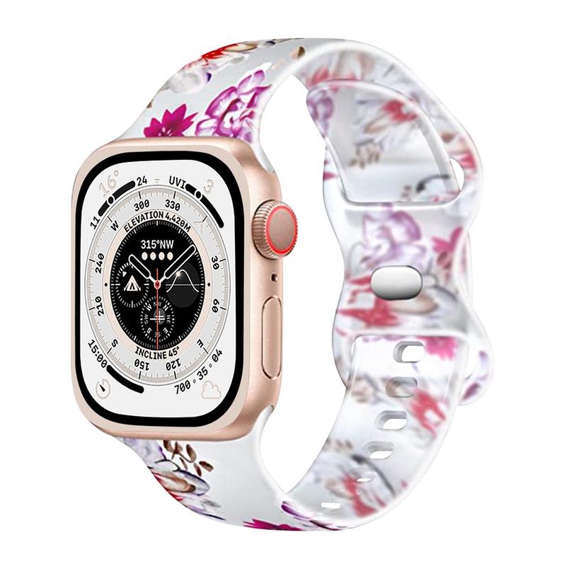 Soft And Comfortable Transparent Printed Silicone Strap Compatible with Apple Watch Band 49mm45mm44mm42mm41mm40mm38mm, Suitable For iwatch Ultra Series Se9 8 7 6 5 4 3 2 1 Smartwatch Accessories