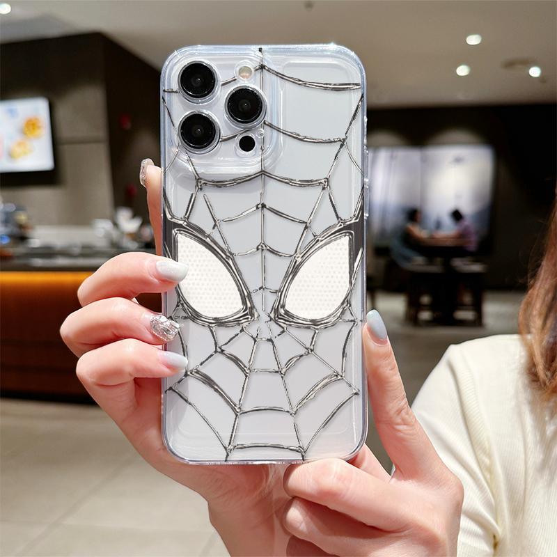 Spider Web Pattern Clear Phone Case, Shockproof Phone Protective Cover, Fashion Phone Accessories Compatible with iPhone 11 12 13 14 15 Pro Max