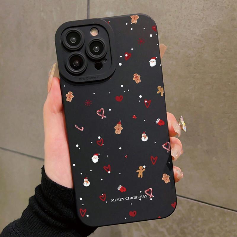 Cartoon Christmas Pattern Phone Case, Anti-drop Cellphone Protective Case, Shockproof Mobile Phone Protective Cover for iPhone Series