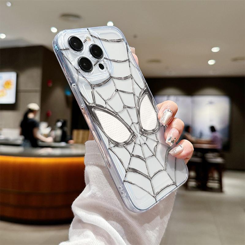 Spider Web Pattern Clear Phone Case, Shockproof Phone Protective Cover, Fashion Phone Accessories Compatible with iPhone 11 12 13 14 15 Pro Max