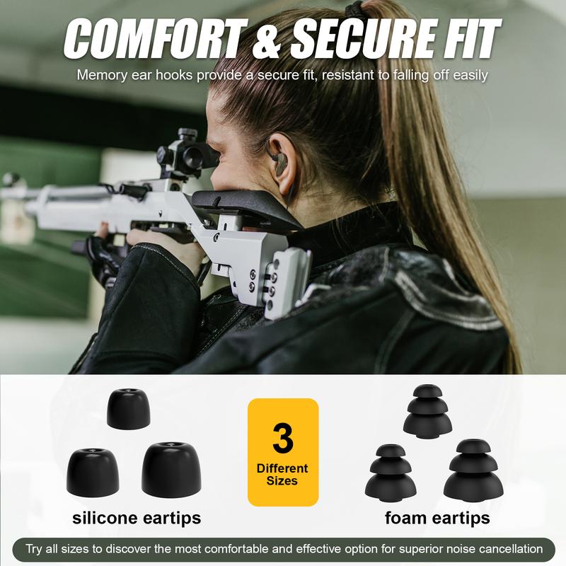 MIPEACE MI10 Shooting Ear Protection,25dB Noise Reduction Ear Buds Ear Plugs-Bluetooth Hearing Protection Headphone with Silicone Memory Foam Earbud Tips for Gun Range Mowing Hunting Target Audio Earphones Headset Electronic