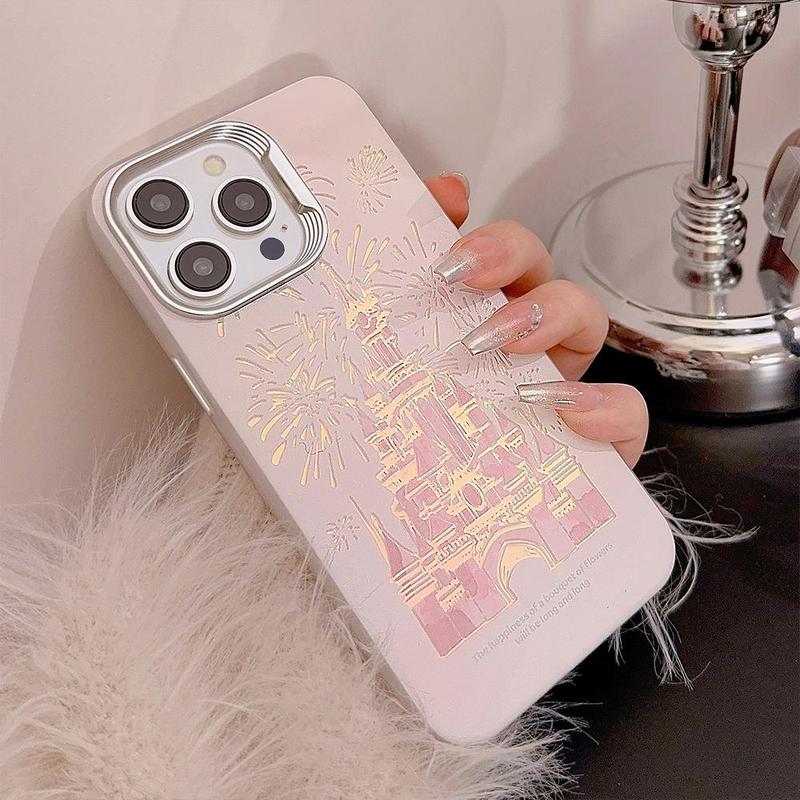 Gradient Castle Pattern Phone Case, Cute Decorative Phone Protector Cover, Phone Accessories Compatible with iPhone Series for Girl Gift & Daily Use, Smartphone Case, Cute Phone Cases