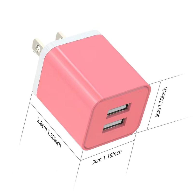 12W USB Wall High-Speed Charging Charger Kit, 5V 2.4A Dual USB Port Cube Power Plug Adapter, Summer Gift, Mobile Phone Charger Head for iPhone 13 iPad Cellphone, Smartphone Charging Accessories