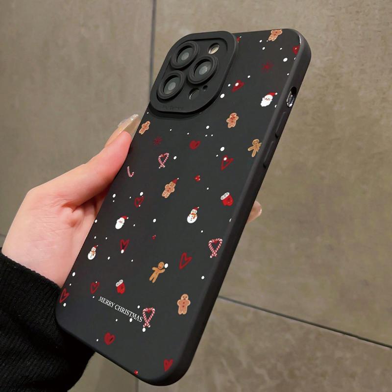 Cartoon Christmas Pattern Phone Case, Anti-drop Cellphone Protective Case, Shockproof Mobile Phone Protective Cover for iPhone Series