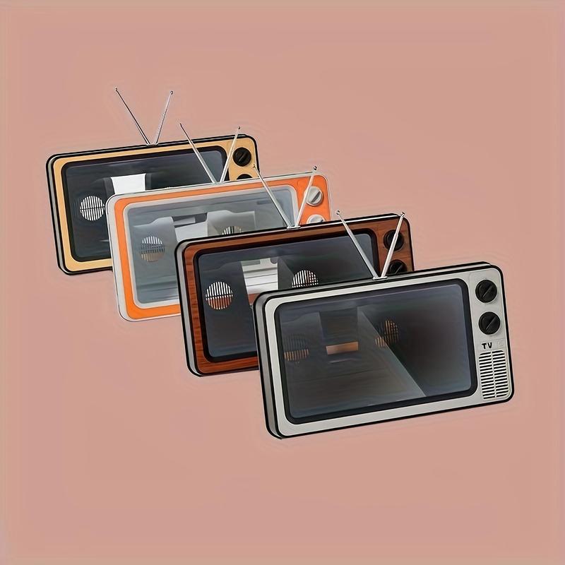 Retro TV Design Phone Screen Magnifier, 1 Count Creative Desktop Vintage TV Phone Holder, Phone Accessories for Home Office