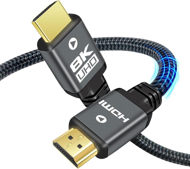 8K HDMI 2.1  15ft, 48Gbps Ultra High Speed Heavy Duty Nylon Braided HDMI 2.1 Cord, Real 8K@60Hz, 10K, 4K@144Hz, 4K@120Hz, eARC, HDCP 2.2 & 2.3, Dynamic HDR, 3D for Monitor, TV (15 )