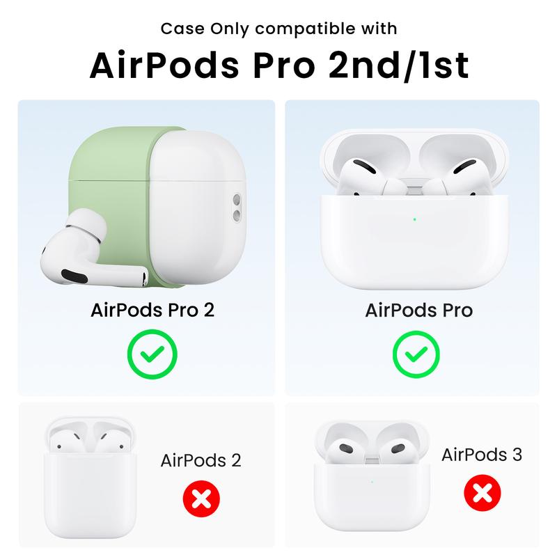 ORNARTO for Airpods Pro 2nd 1st Generation Case with Cleaner Pen, Eartips Cover, Full Protective Soft Silicone for AirPods Pro Case 2022 2019 with Keychain, Front LED Visible Skin Cover Accessories Handheld