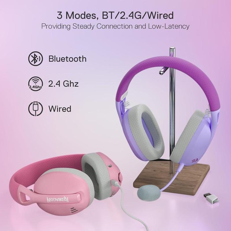 Redragon H848 BT Wireless Gaming Headset - Lightweight - 7.1 Surround Sound - 40MM Drivers - Detachable Microphone - Multi Platforms for PC, PS5 4 3, Switch, Mobile