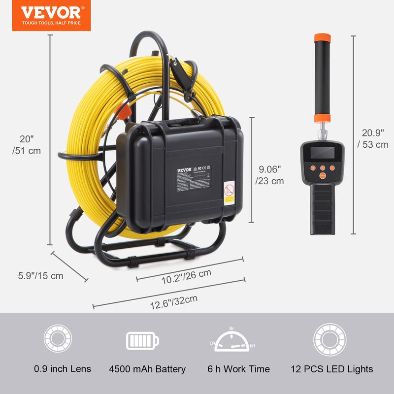 VEVOR Sewer Camera with 512Hz Locator,300 ft 91.5 m, 9