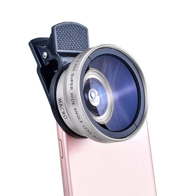 2 in 1 Lens Universal Clip 37mm Mobile Phone Lens Super Wide-Angle + Macro Hd Lens for iPhone Android