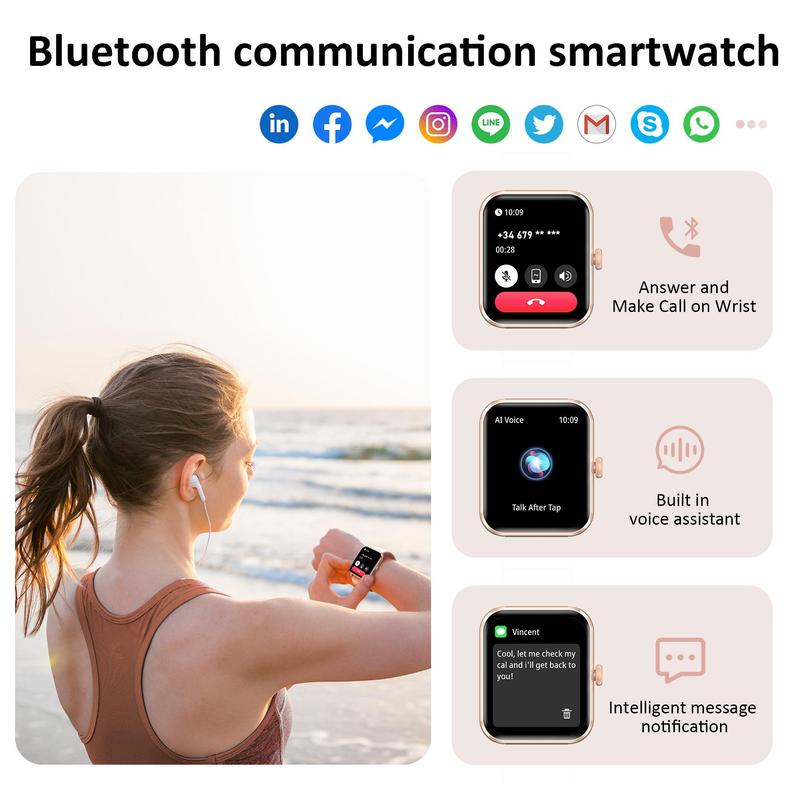 1.85 Inch Full Touch Screen Smartwatch, Multifunctional Smart Watch Wristwatch, Smart Watches for iPhone, Android Watch, Wearable Devices