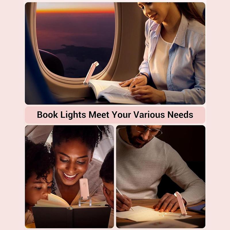 USB Rechargeable Book Light, Flexible Design, Brightness Adjustable LED Clip on Portable Bookmark Light for Reading in Bed, Car, Indoor Lighting