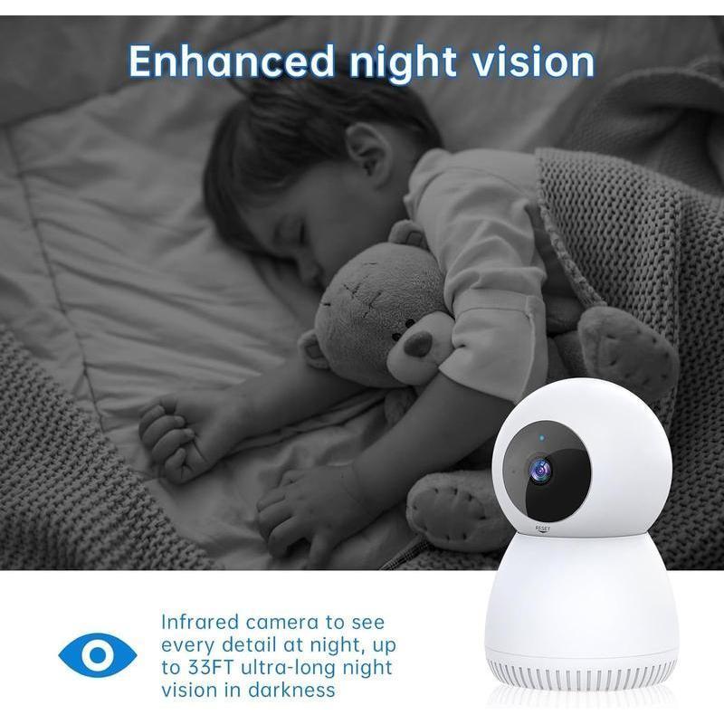 mini 2MP Home SecurityCamera,2 Way Talk, with Night Vision,Tracking for Human and Pet, Cloud & SD Card Storage, para battery power wifi Lens christmas