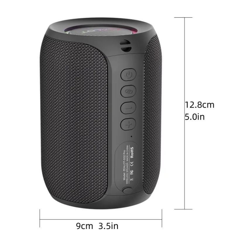 ZEALOT Portable Wireless Bluetooth-compatible Speaker, 15W Stereo Sound System Speaker with RGB Light Effect, Waterproof Wireless Speaker for Home Outdoor Camping, Portable Speaker