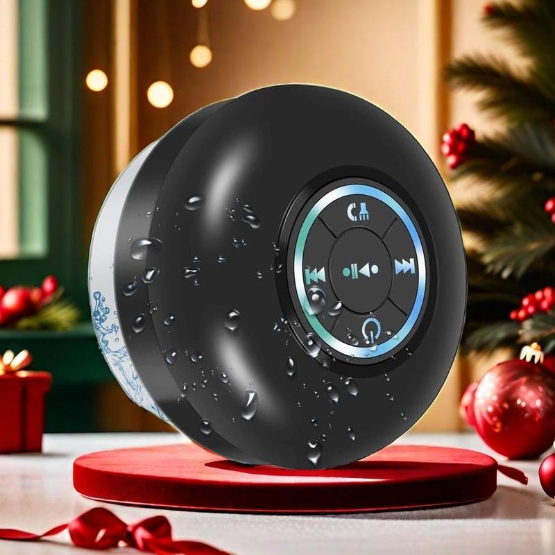 Mini Bluetooth-compatible Shower Speaker, Portable Waterproof Speaker with LED Light, Suction Cup Speaker for Beach, Shower & Home Outdoor Camping