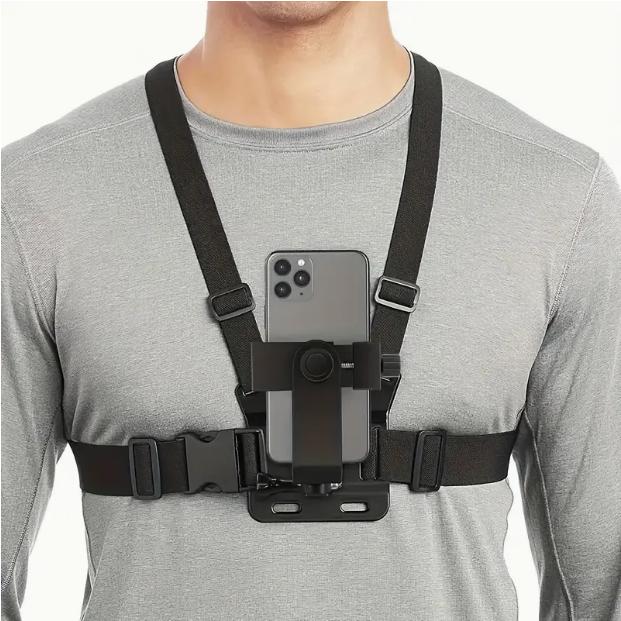 Adjustable Chest Strap Belt for Most Sports Cameras - Mobile Phone Chest Mount Harness for Hands-Free Photography - Stand