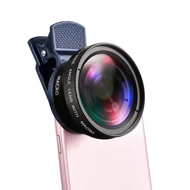 2 in 1 Lens Universal Clip 37mm Mobile Phone Lens Super Wide-Angle + Macro Hd Lens for iPhone Android