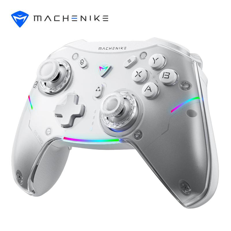 Machenike G5 Pro Wireless Gamepad Controller with RGB Light, 1 Count Durable Portable Hall Linear Trigger Mechanical Button Gamepad Controller, Tri-mode Connection Gamepad Controller for PC Steam Switch PC Tablet Smart TV, Stocking Fillers Gift