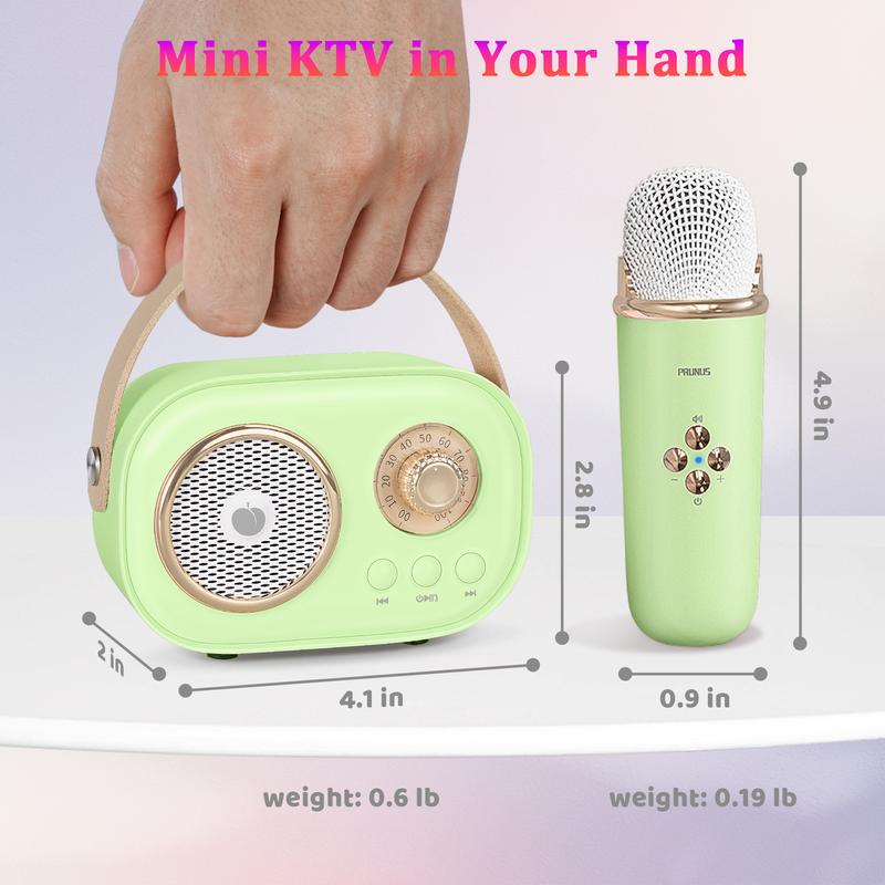 PRUNUS C20 Mini Karaoke Machine Portable Bluetooth Speaker with Wireless Microphone 6 Sound Modes for Kids Home Party Birthday Gifts for Girls Boys