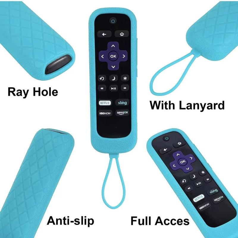 Luminous Silicone Remote Control Cover, 1 Count Remote Control Protector with Lanyard, Compatible with Roku Express 4K + HD Premiere Streambar