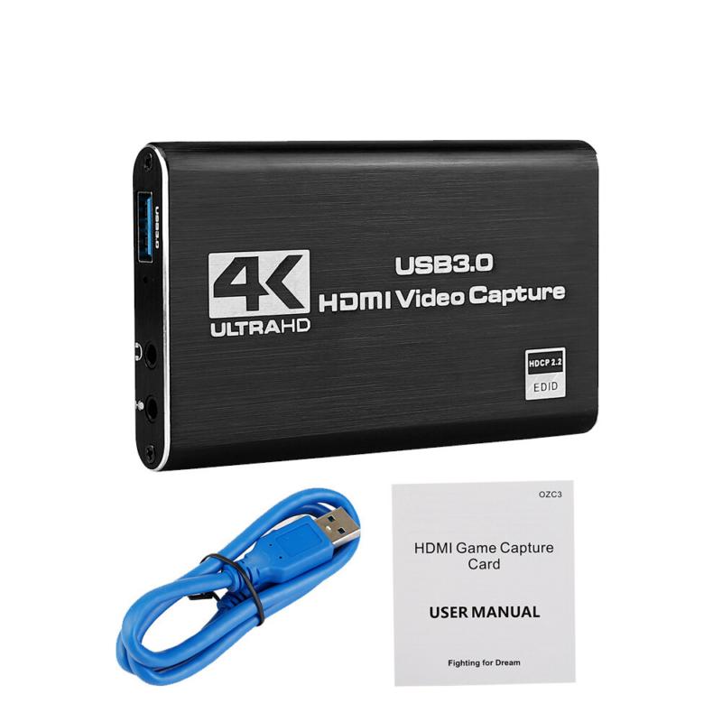 Capture Card, Audio Video Capture Card with Microphone 4K HDMI Loop-Out, 1080p 60fps Video Recorder for Gaming Live Streaming Video Conference, Works for Nintendo Switch PS4 OBS Camera PC Accessories