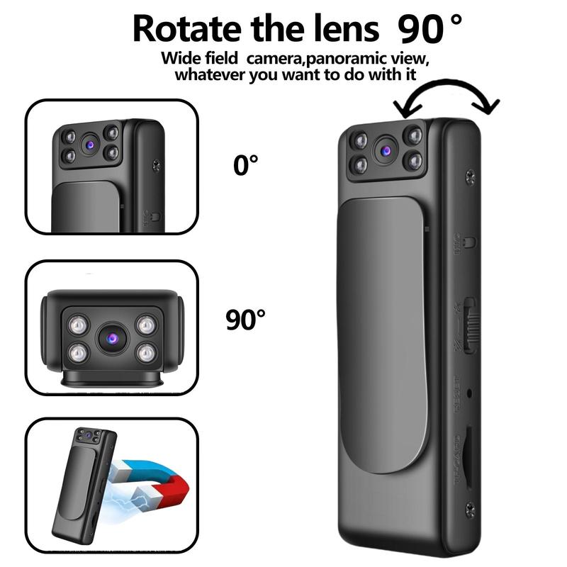 Portable 1080P Action Camera, USB Rechargeable Vlog Recorder with 90° Rotatable Lens & IR Night Visions Function, Outdoor Sports Camera for Skiing Running