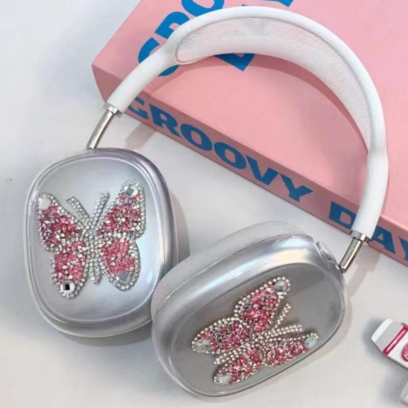 Cute Butterfly Design Headphone Case, Decorative Headphone Protector Cover, Fashionable Headphone Protective Case Compatible with Apple AirPods Max