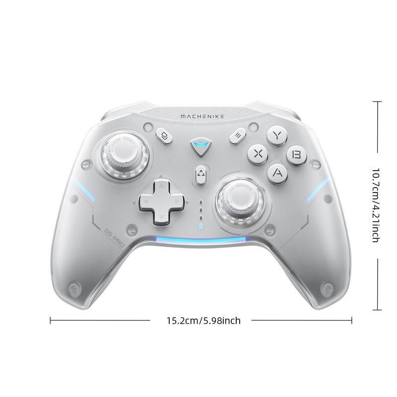 Machenike G5 Pro Wireless Gamepad Controller with RGB Light, 1 Count Durable Portable Hall Linear Trigger Mechanical Button Gamepad Controller, Tri-mode Connection Gamepad Controller for PC Steam Switch PC Tablet Smart TV, Stocking Fillers Gift