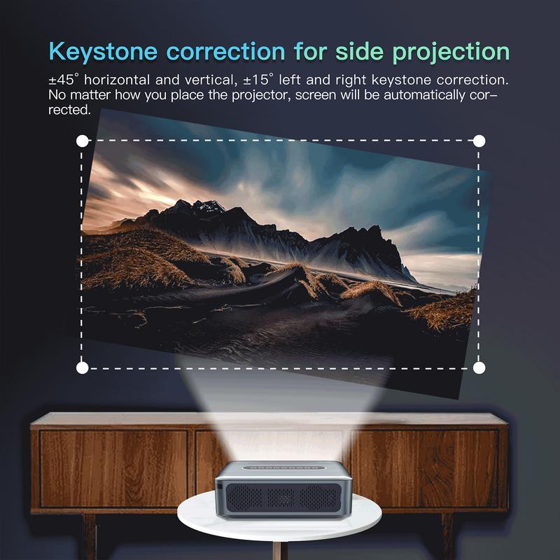 Ultra HD 8K Projection Movie Projector Home,Support Dolby Digital,with Wifi Bluetooth for Smartphone,Laptops, HDMI,USB,1080P Full Color Media Player,Wireless,Android 9.0 Audio