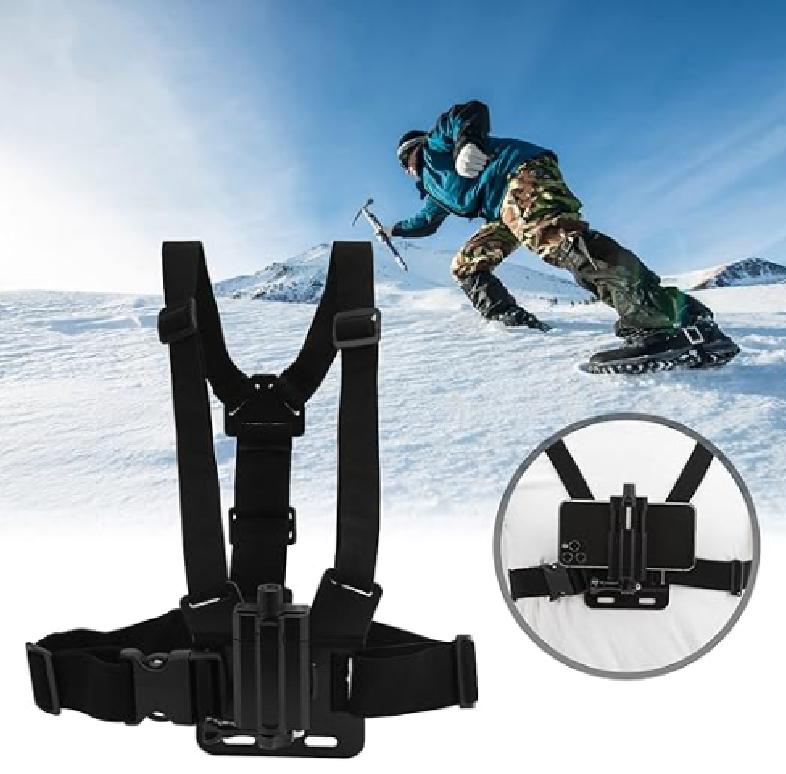 Adjustable Chest Strap Belt for Most Sports Cameras - Mobile Phone Chest Mount Harness for Hands-Free Photography - Stand