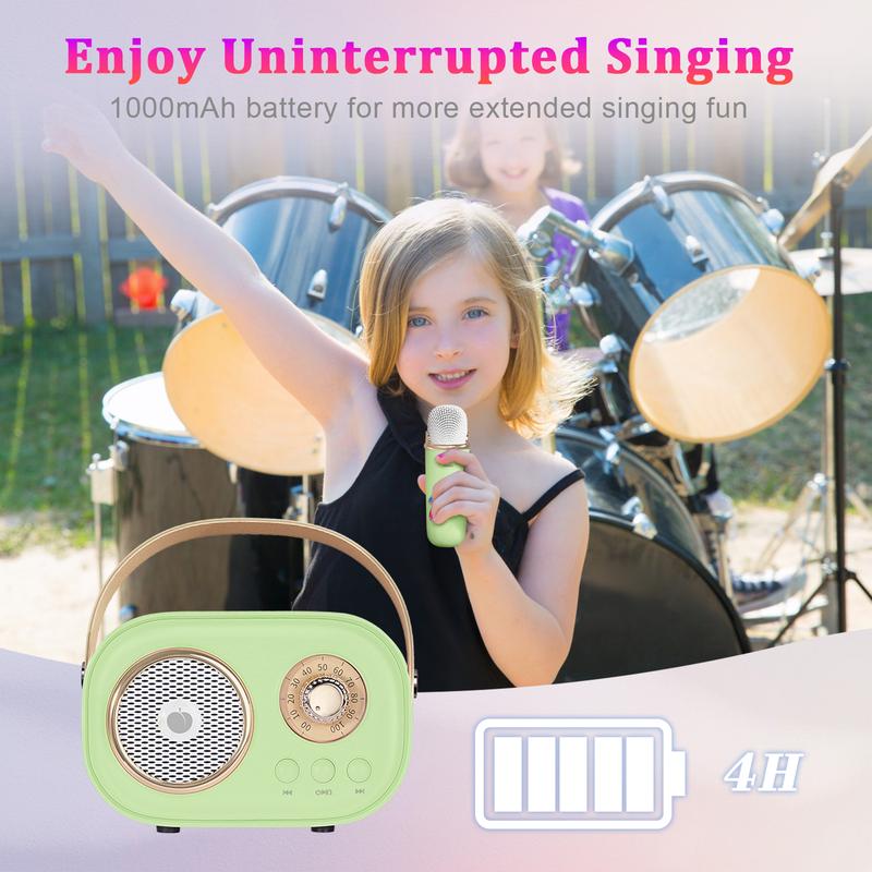 PRUNUS C20 Mini Karaoke Machine Portable Bluetooth Speaker with Wireless Microphone 6 Sound Modes for Kids Home Party Birthday Gifts for Girls Boys