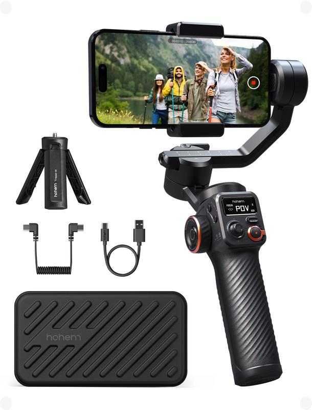 hohem iSteady M6 Kit Gimbal Stabilizer for Smartphone, Upgraded 3-Axis Phone Gimbal, AI Tracker w CCT RGB Fill Light, Gimbal for iPhone 15 Pro Max & Android, Phone Stabilizer for Video Recording