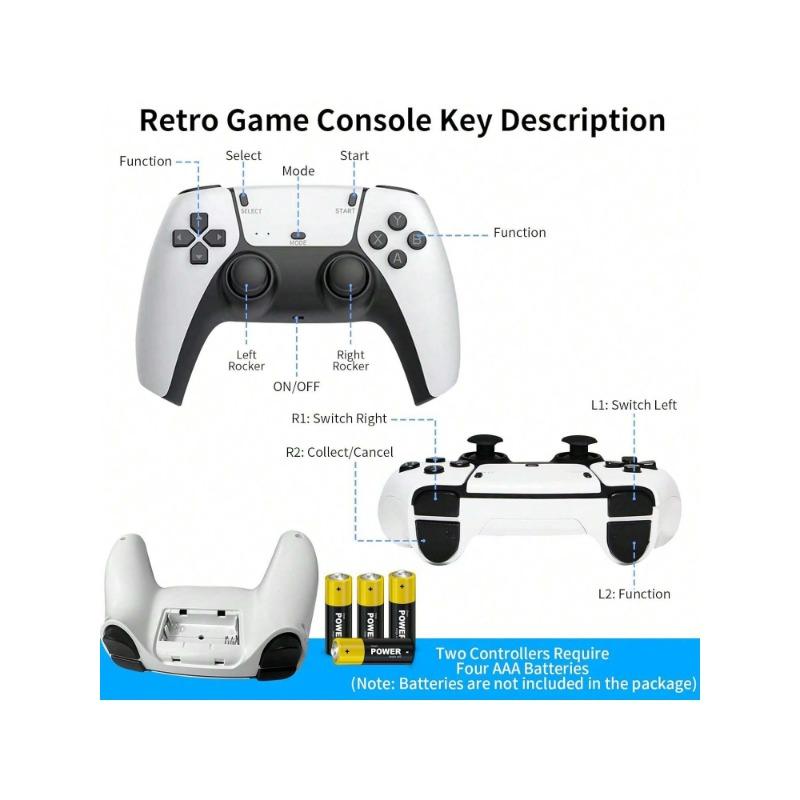 Wireless Retro Game Stick Wireless Retro Game Console 2.4G Wireless Controllers HD Output System 23 Emulators 20000+ Games, Plug And Play Video Game Consoles With 64GB TF Card