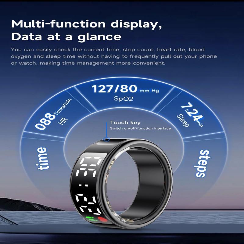 Multifunctional Smart Ring, Fitness Smart Ring with Display, Pedometer, Multiple Motion-Modes, Remote Photography, Activity Tracker