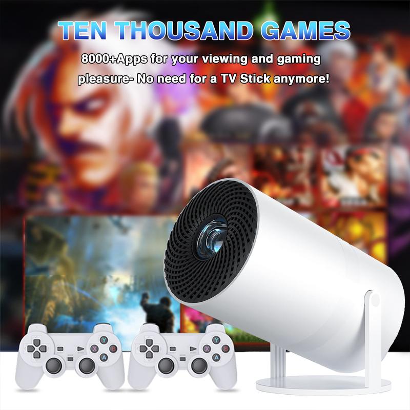 Big Sales!!!4K Game Projector with Two Game Consoles,Portable Projector WiFi6, Automatic Correction, 270° Rotatable Compatible with iPhone hy300 projector Audio