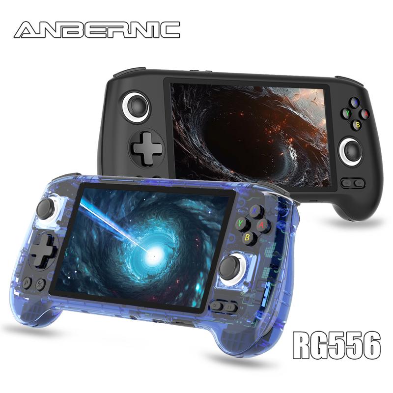 ANBERNIC RG556 Retro Handheld Game Console 5.48 inch AMOLED Screen Video Game Player Android 13 With 5500mAh Battery Support Bluetooth & WiFi Built-in Hall joystick Six-axis Gyroscope Sensor USB Type-C Supports 1080p Display Port Output Card Protection