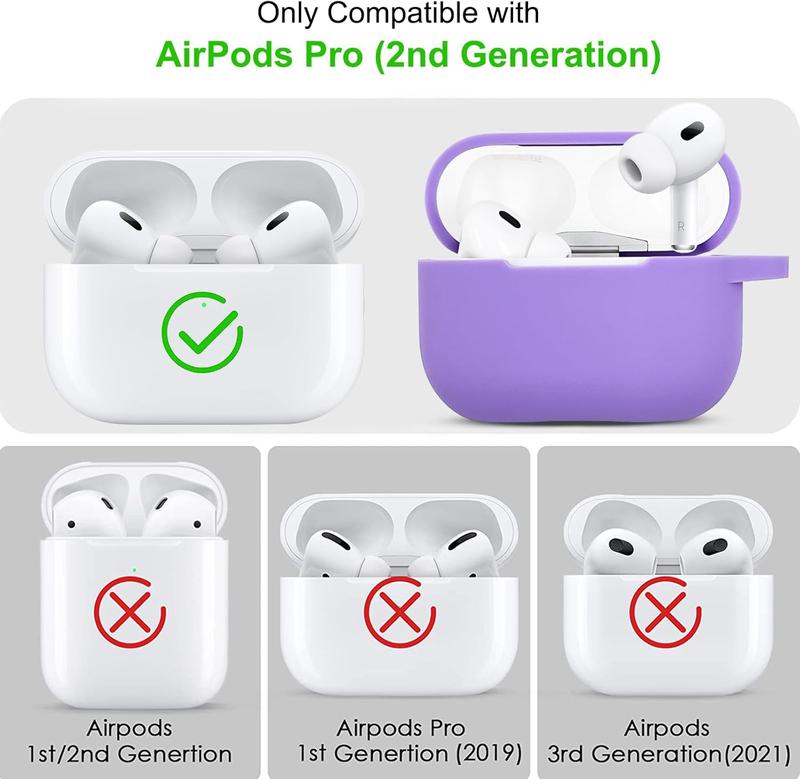 Compatible with Airpods Pro 2nd Generation Case Cover 2022, Soft  Protective Cover with Bracelet Keychain for  Airpods Pro 2 Case for Women Girls (Violet)