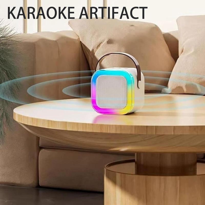 Portable Wireless Karaoke Speaker with Microphone, HIFI Stereo Sound Subwoofers, KTV Speaker Subwoofer with RGB Colorful LED Lights, Karaoke Machine Sound System for Outdoor Sports Travel, Audio Device, Room Accessories