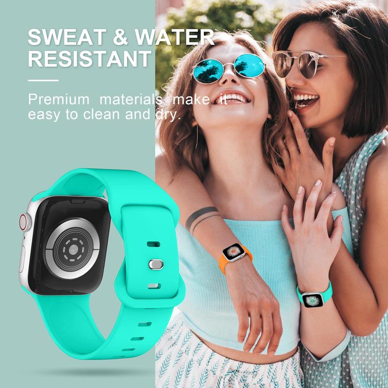 Sport Smart Watch Band (Band Only), 5 Counts Soft Silicone Waterproof Watch Band Compatible with Apple Watch 9 Ultra 8 7 6 5 4 3 2 1 SE, Fashion Watch Accessories for Women & Men