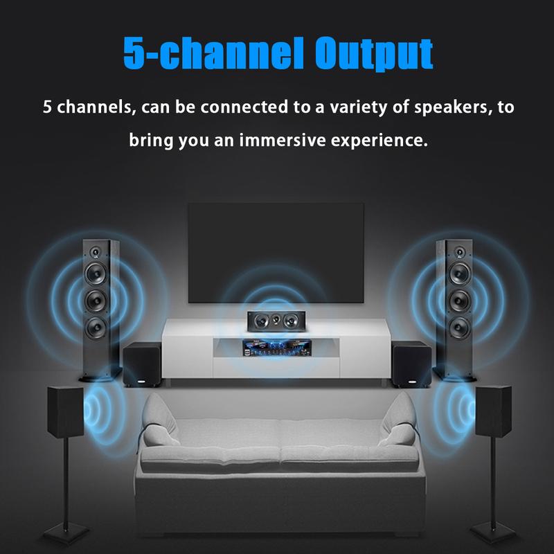 4000W Surround Sound Bluetooth Audio Power Amplifier Receiver for Stereo Theater System