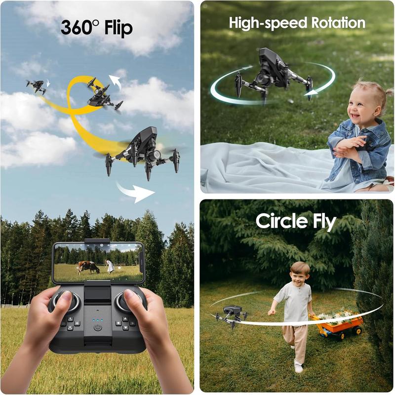 WF10 RC Drone with Camera 1080P, Mini FPV Drones Remote Control Quadcopter for Beginners with 3 Batteries Accessories Portable Rechargeable