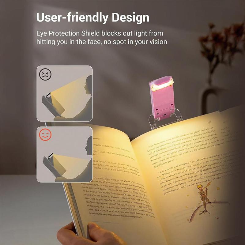 USB Rechargeable Book Light, Flexible Design, Brightness Adjustable LED Clip on Portable Bookmark Light for Reading in Bed, Car, Indoor Lighting