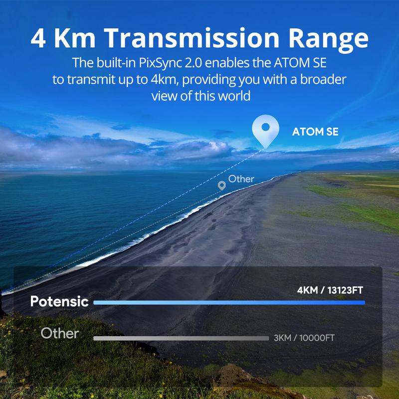 Potensic ATOM SE Sub 250g Foldable GPS Drone with 4K HD EIS Camera, 62 Mins Flight, 4KM FPV Transmission, Brushless Motor, Max Speed 16m s, Auto Return, Lightweight and Folding Drone for Adults, Beginner