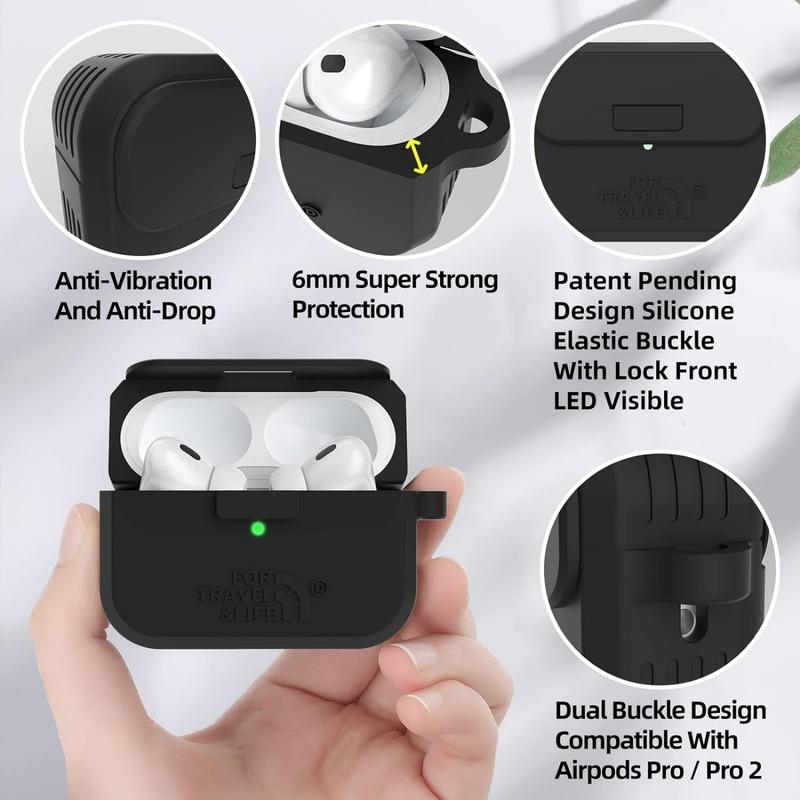 Compatible with AirPods Pro 2nd 1st Generation Case Cover,Secure Lock Full Protective Silicone Skin Accessories for Women Men with Apple AirPods Pro 2022 2019 Charging Case,Design by Doboli