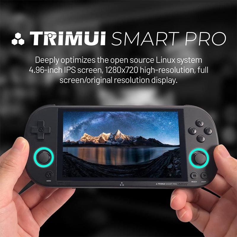 TRIMUI Smart Pro Handheld Game Console, Rechargeable 4.96 Inch IPS Screen Game Console, A133P Processor Game Console with 1280*720 Resolution