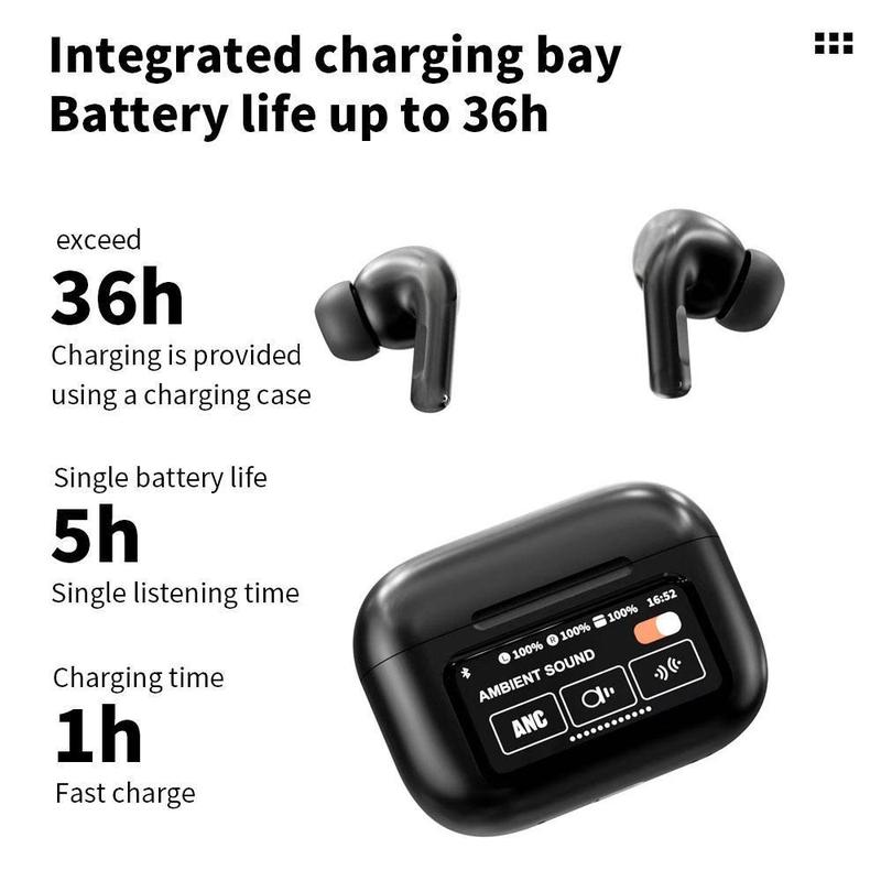 In-ear Design Wireless Earphone, Earbuds with Touch Screen Charging Case, Noise Cancelling Headphone for iPhone & Android