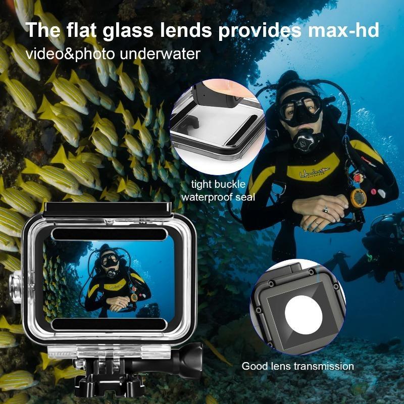 Waterproof Case with Mount & Thumbscrew for GoPro 7 6 5, Clear Waterproof Case with Lanyard & Clip, Camera Accessories for Outdoor Sports