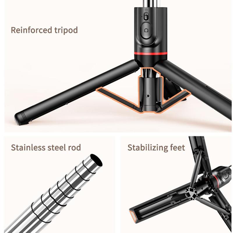 Fall Portable Selfie Stick Tripod with Selfie Light for Mother's Day Gift, Spring Wireless Mobile Phone Stand Tripod with Detachable Tripod & LED Fill Light for iPhone, Summer BT Selfie Accessories with LED Light for Music Festival