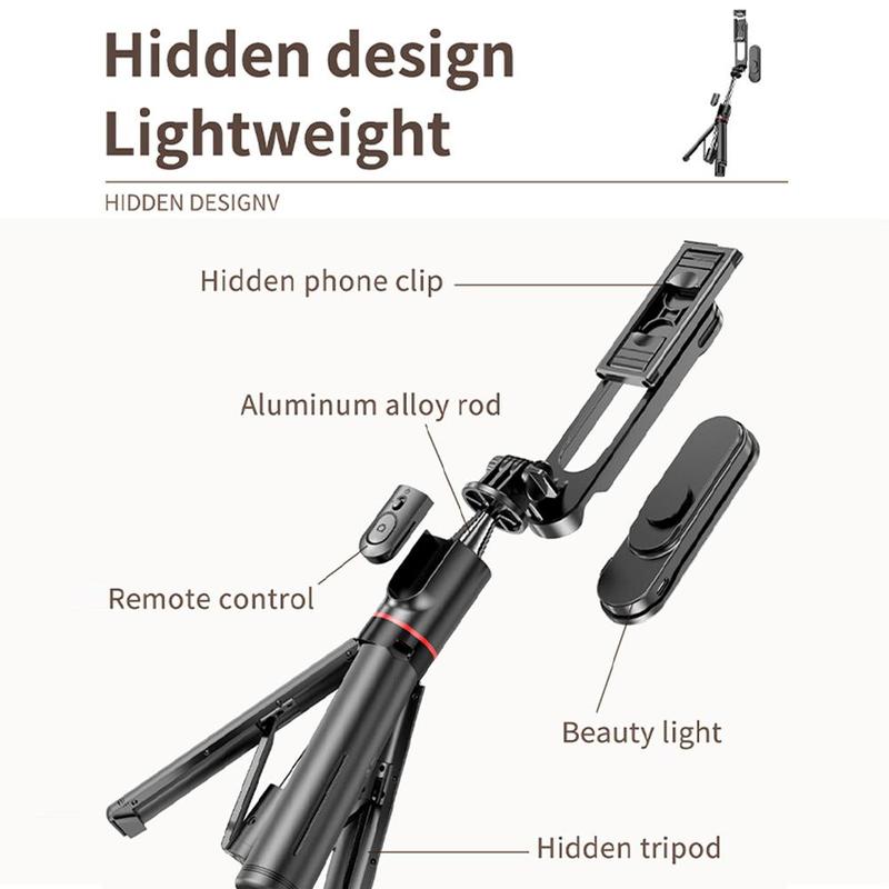 Fall Portable Selfie Stick Tripod with Selfie Light for Mother's Day Gift, Spring Wireless Mobile Phone Stand Tripod with Detachable Tripod & LED Fill Light for iPhone, Summer BT Selfie Accessories with LED Light for Music Festival